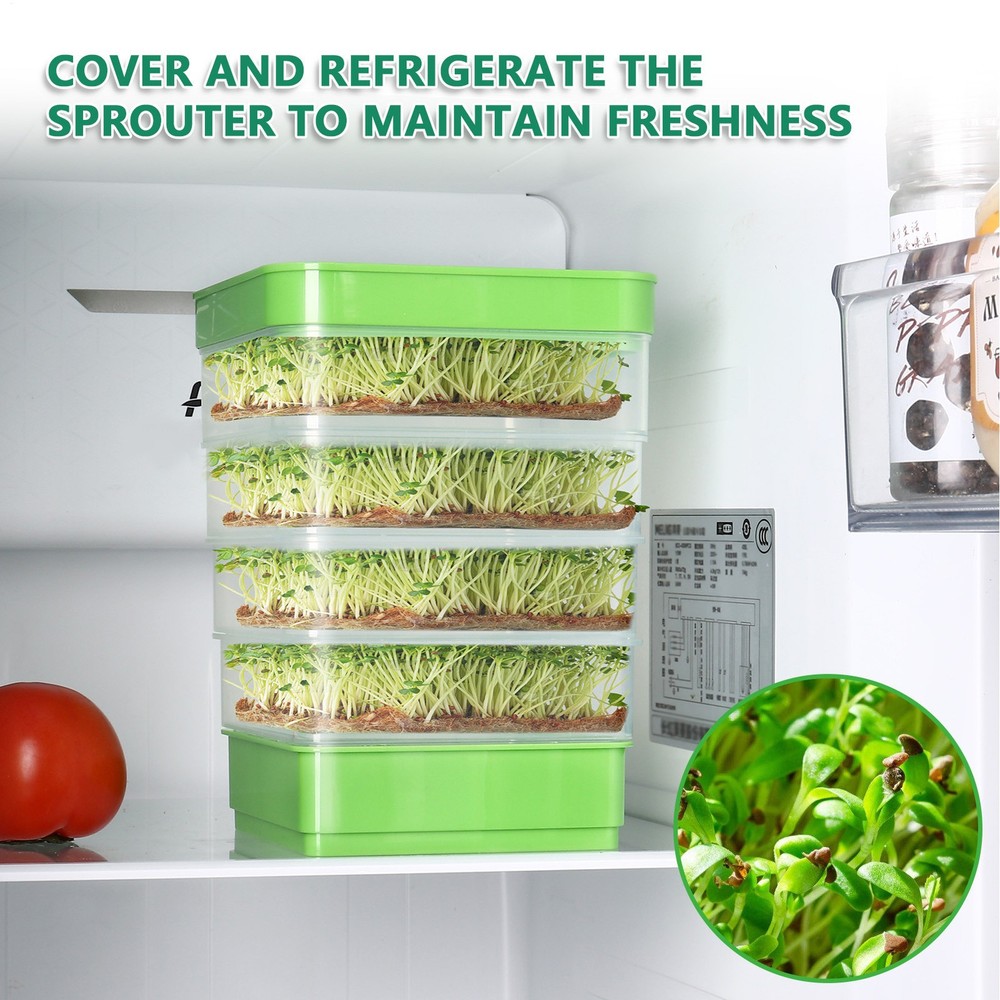 Seed Sprouter Dish Kit Stackable Seedling Starter Tray with Lid Microgreens