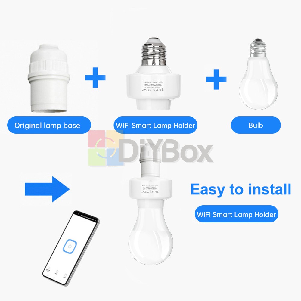 2PCS Smart WiFi Bulb Socket E26 E27 Light Bulb Adapter EWeLink Google Control