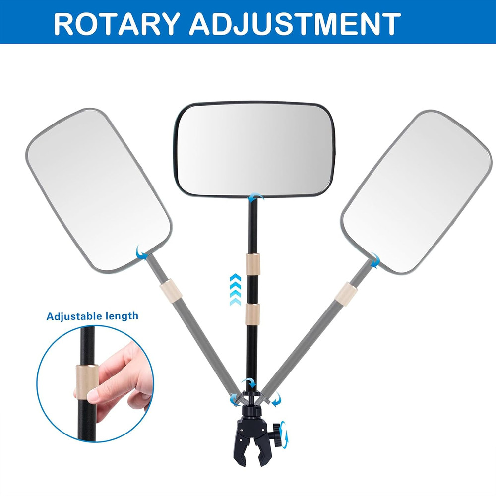 Boat Mirror Rear View with Telescoping Pole, 5.3 X 9 Inch 360° Rotation Multiple