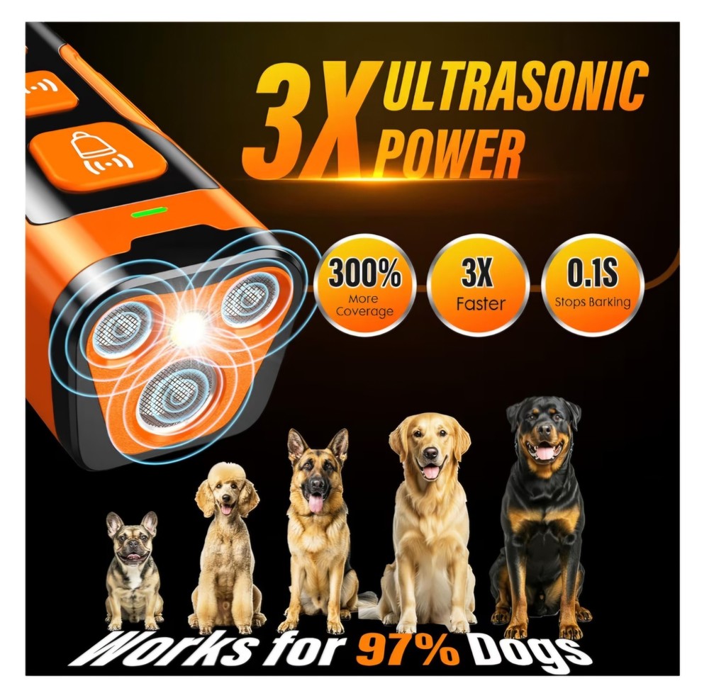 Portable Dog Bark Control Device with LED Flashlight - Compact & Rechargeable