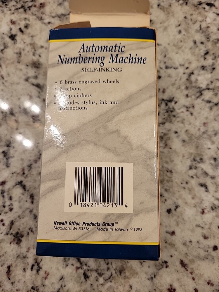 Rogers Automatic Numbering Hand Stamp Punch Machine Model 04213 with Box