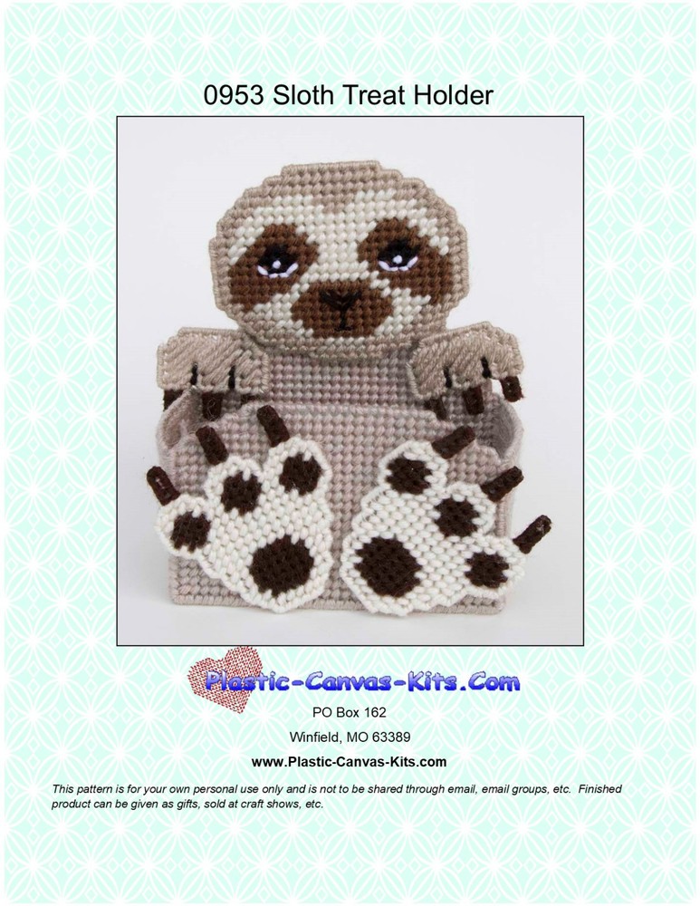 Sloth Treat Holder- Plastic Canvas Pattern or Kit