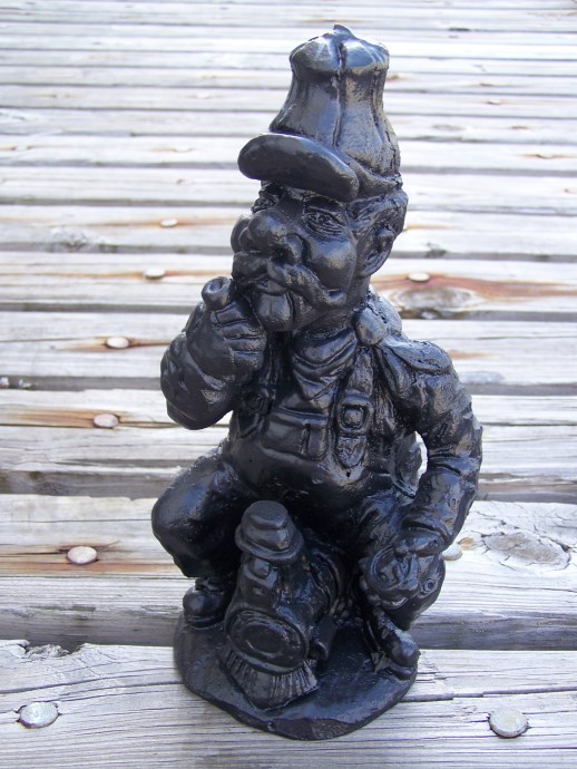 Handcrafted in Kentucky from Coal Train Engineer Sitting on Steam Engine Train