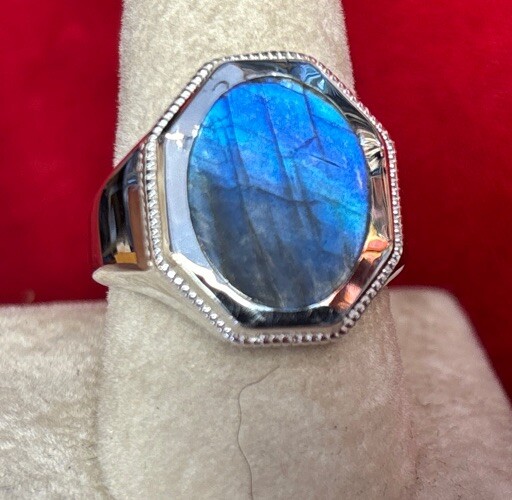 mens sterling silver ring Size 8 Labradorite