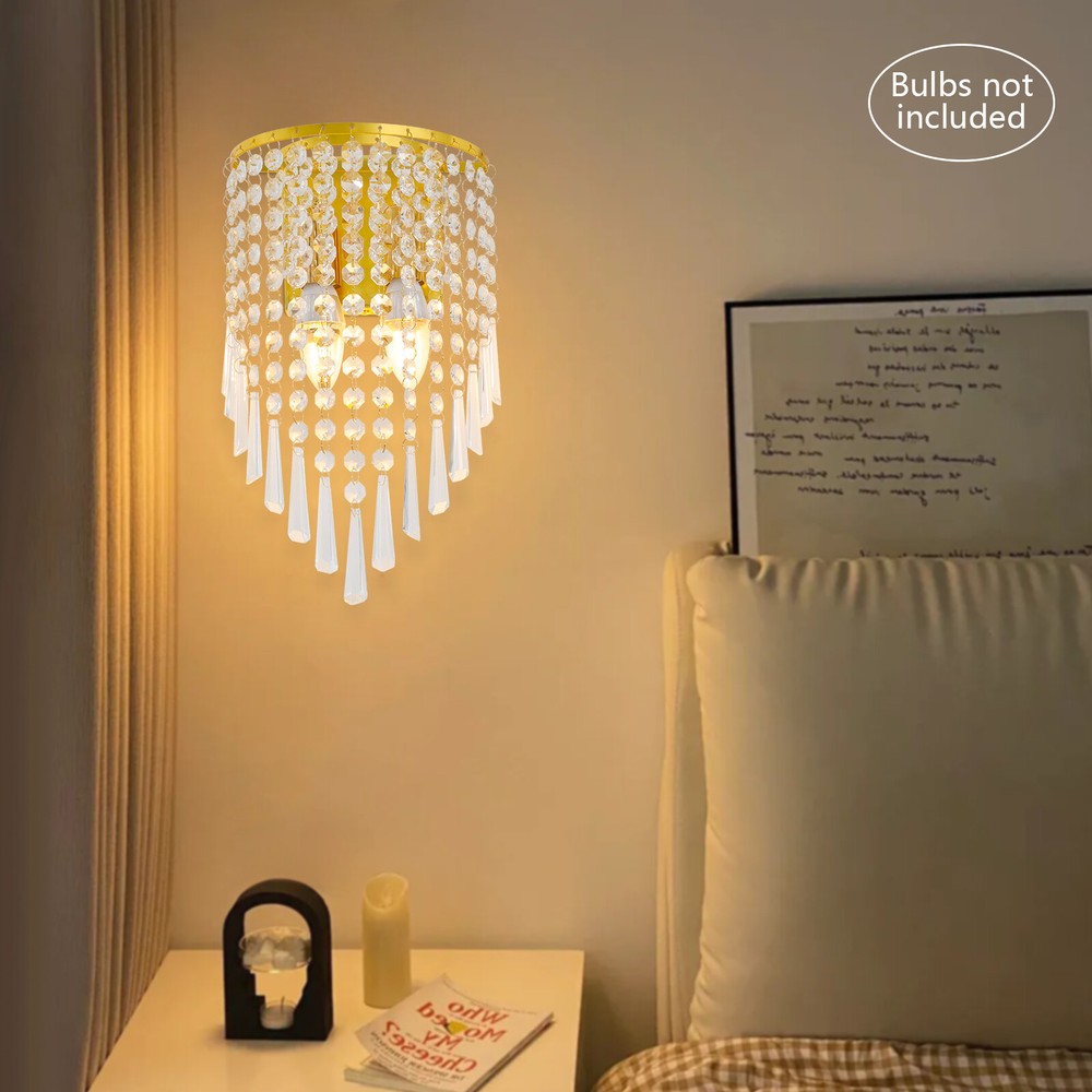 Crystal Wall Light Sconces Lighting Fixture Modern Semicircle Wall Mount Lamp