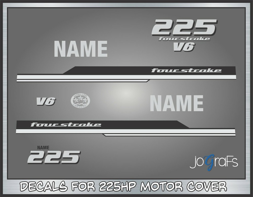 Yamaha 225hp V6 FourStroke Decals - Outboard Engine Replacement Die-Cut Stickers