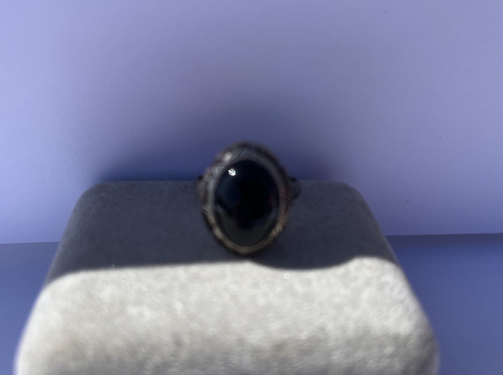 Vintage Sterling Silver 925 Onyx Ring Size 7.5