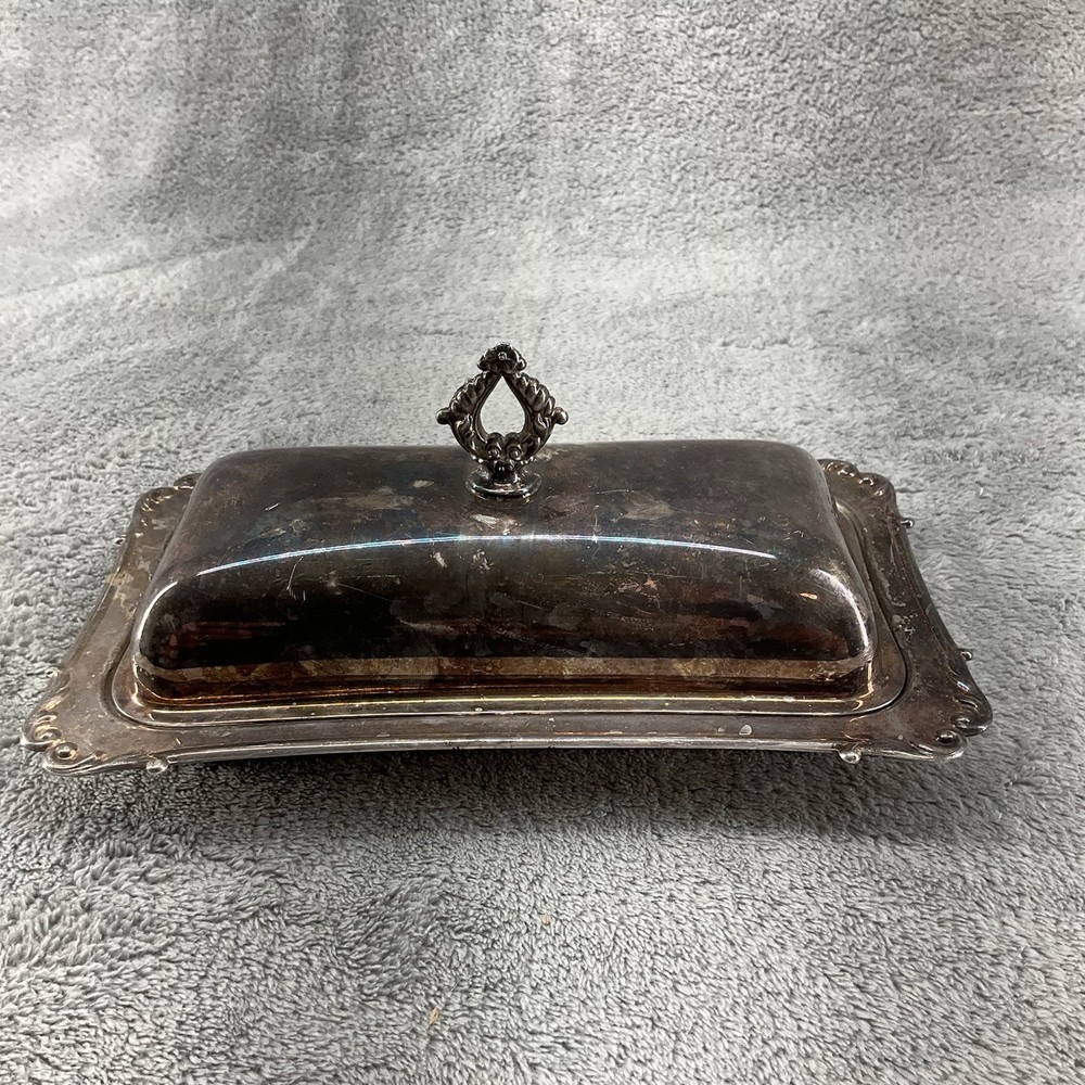 Vintage Crescent Silver Plated Butter Dish