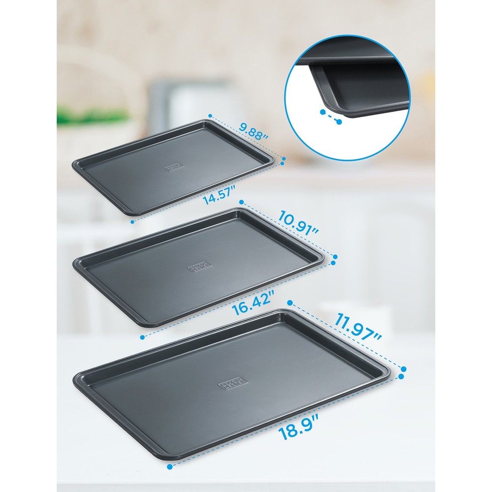 3-Piece Carbon Steel Baking Sheet Set