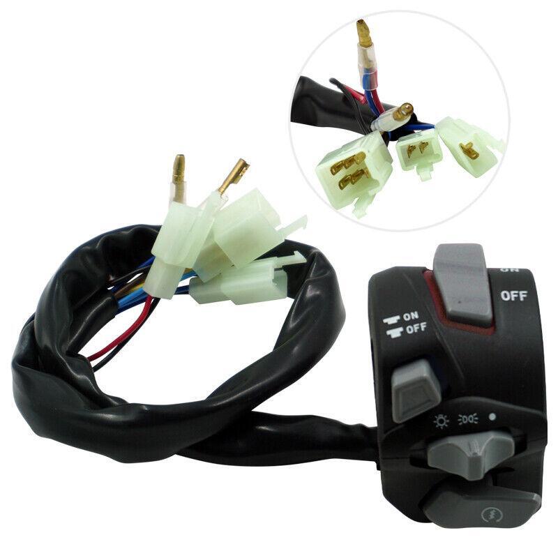 Pair Refit Motorbike Handle Bar Switch Control Button &Wiring Harness Assembly