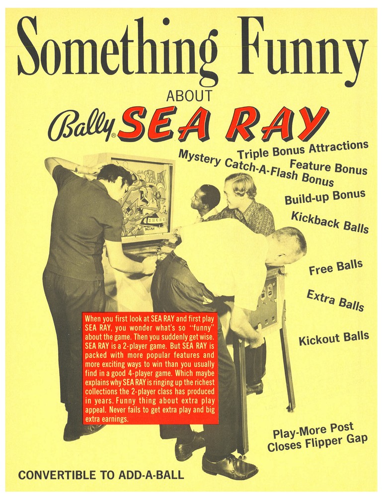 Sea Ray Bally Pinball Flyer / Brochure / Mint Condition