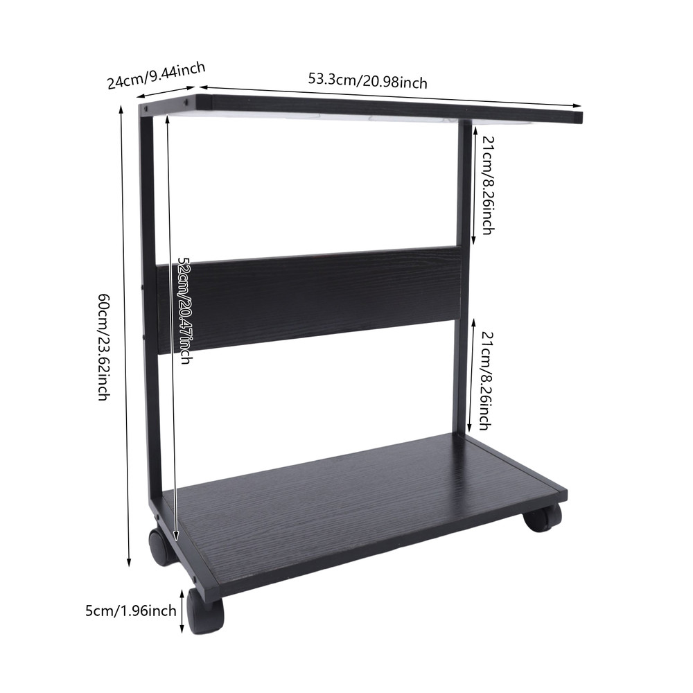 2-Tier Computer Tower Stand C-Shaped Mobile PC Tower Stand Desktop Printer Shelf