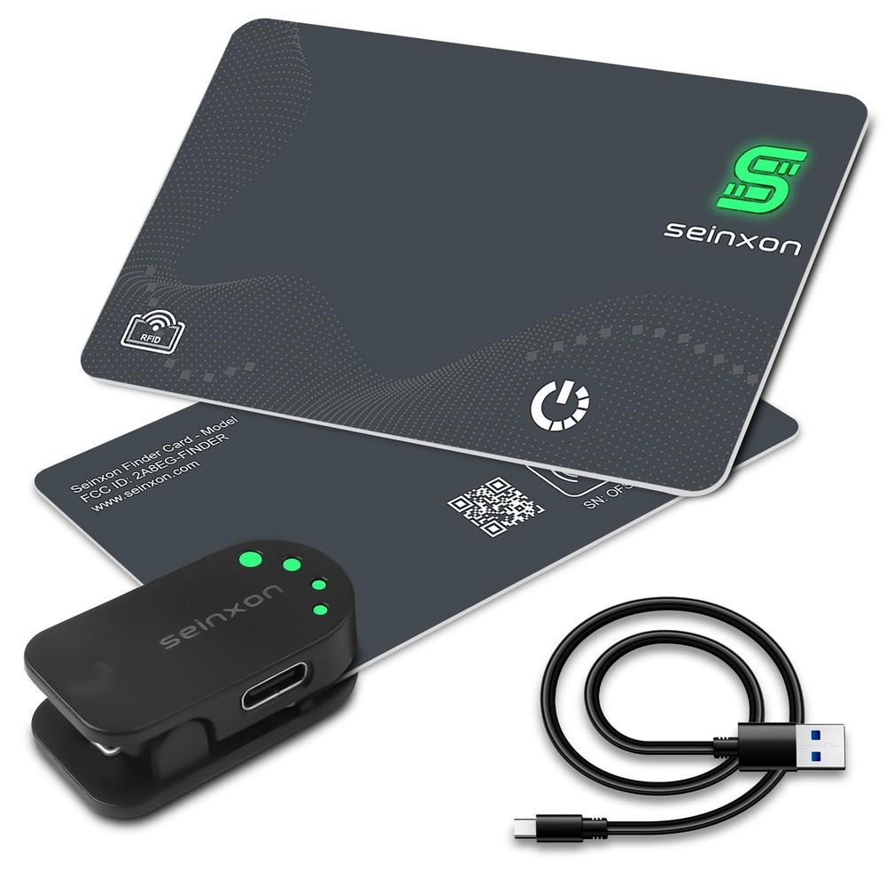 Rechargeable Wallet Tracker RFID Blocking Card IP68 Item Finder Works with Ap...
