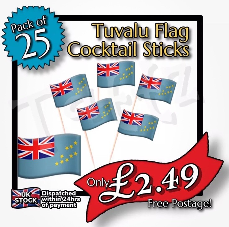 25x Tuvalu Flag Cocktail Sticks