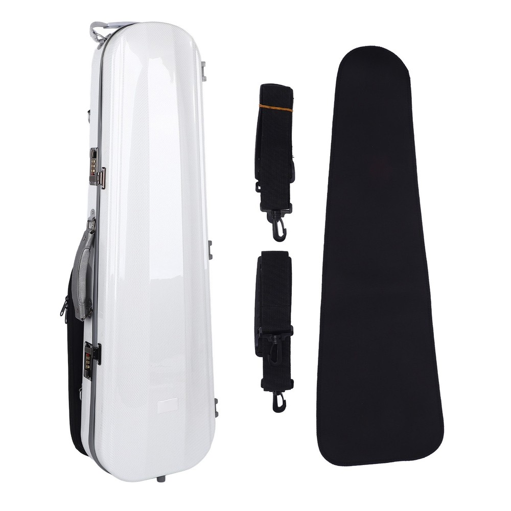 4/4 Violin Case White Carbon Fiber Violin Storage Box with Passwork Lock Strap