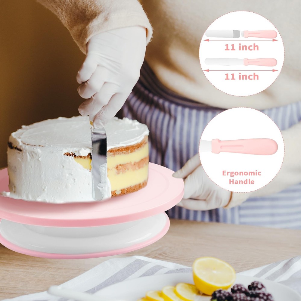 Cake Decorating Supplies Kit, Cake Turntable for Decorating, 64 Icing Ping Ti...