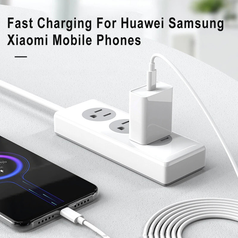 100Pcs USB-C to USB-A White Charging Data Cable Fast Charging Charger Cord Cable