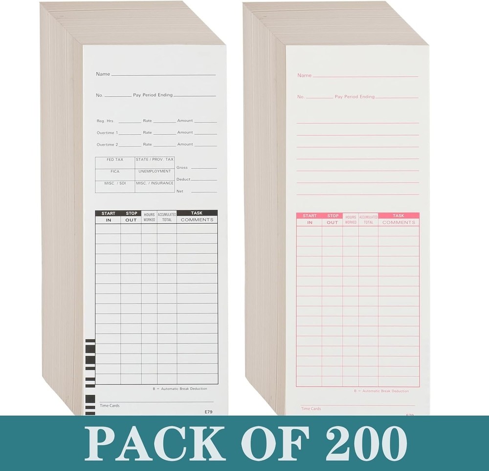 Time Cards for 7000E/7500E，E79-200PCS Black/Red