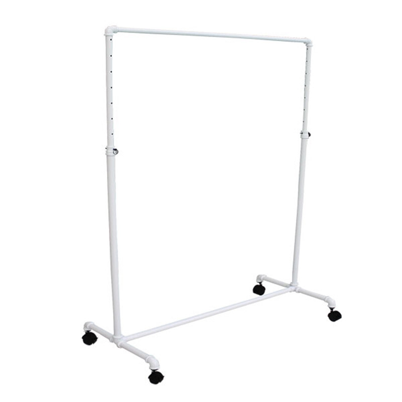 43"W Pipe Clothing Rack Pipe Frame Clothing Rack | Adjustable Height |  White