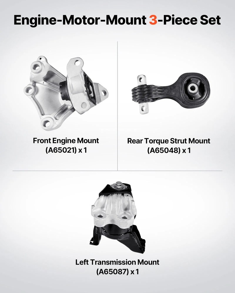 Engine Motor Mount and Transmission Mount Kit Replacement, Set of 3, Compatible
