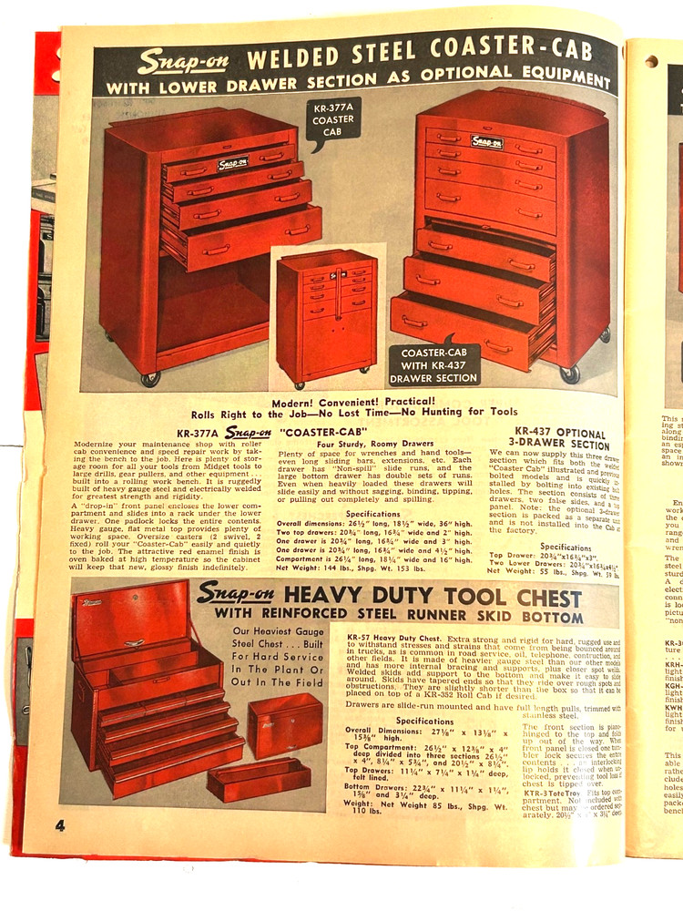 OCTOBER 1955 SNAP-ON TOOL TOOLS CATALOG V SAN FRANCISCO NOVATO CA