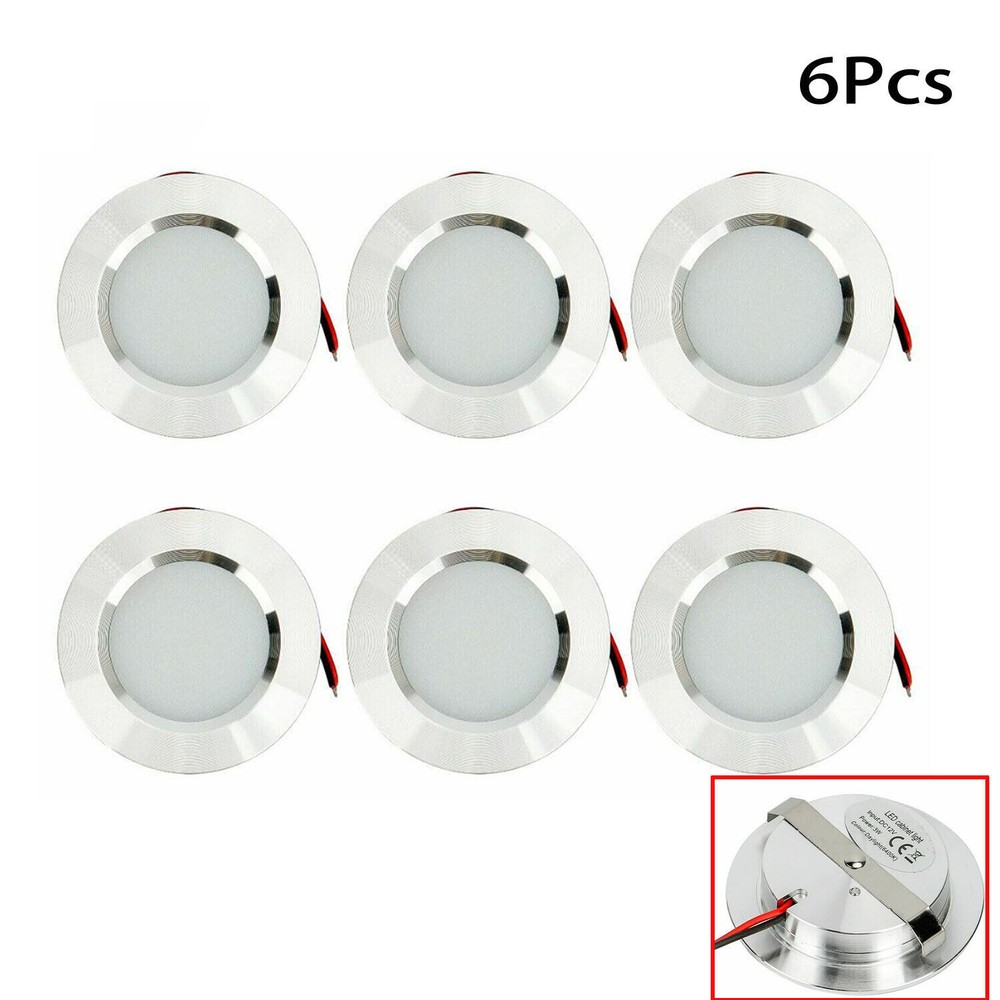 12 Volt 3W Interior For RV Marine LED Recessed Ceiling Lights Cool White 6Pcs