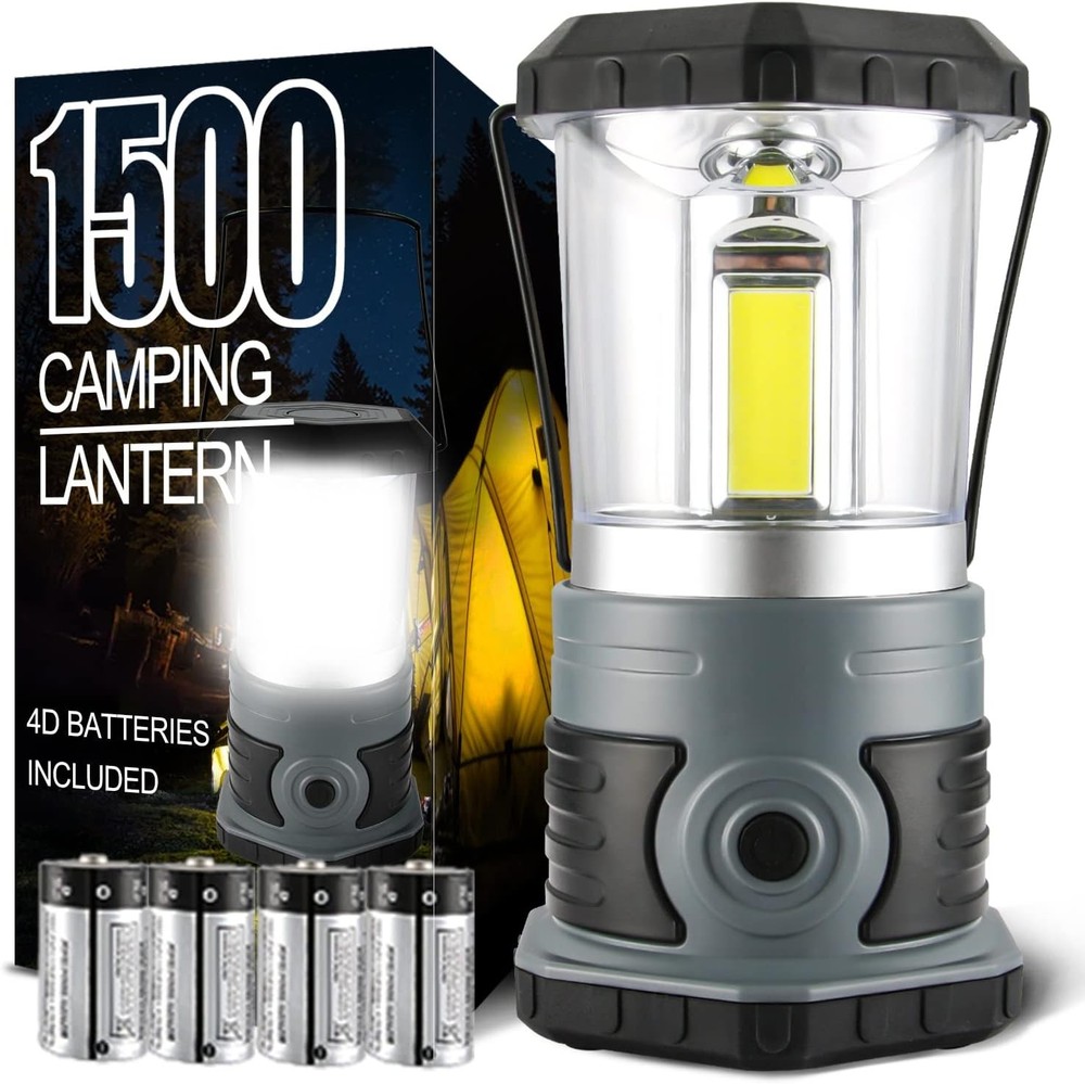 LED Camping Lantern Battery Powered 1500 Lumen COB Light 4*D...