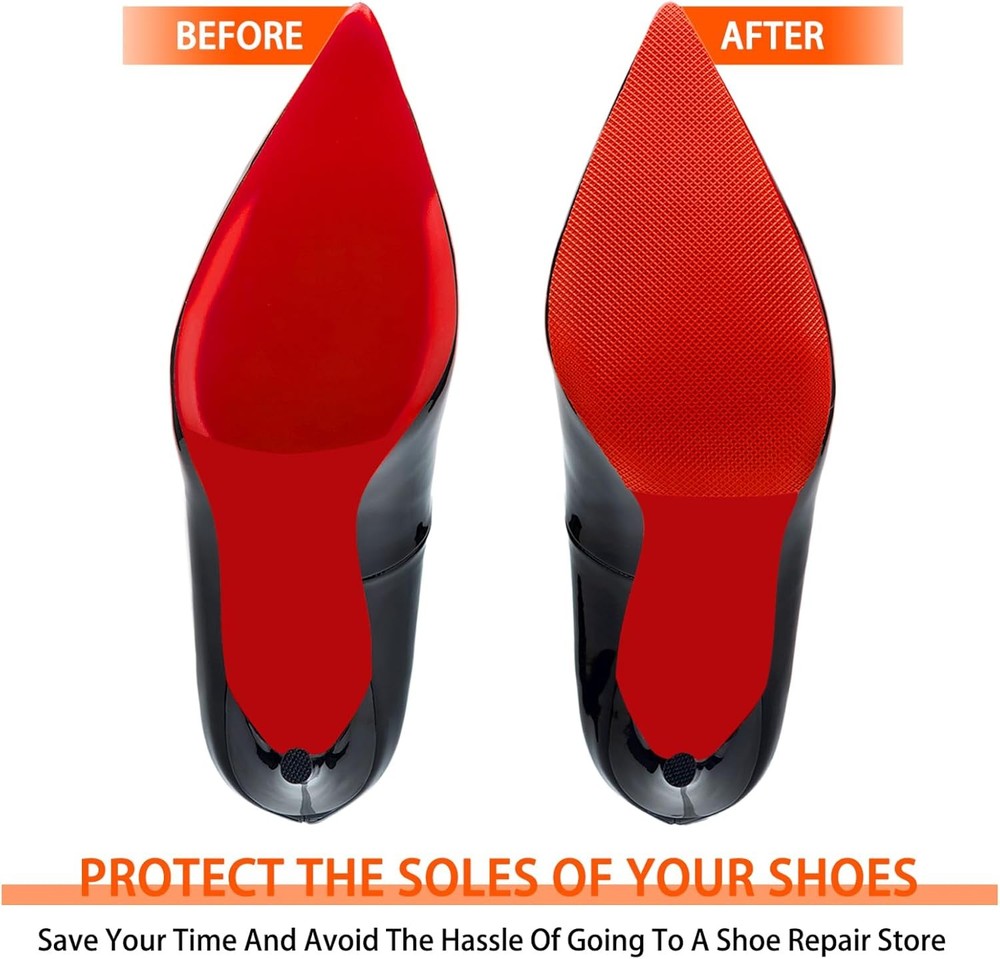 Red Sole Protectors, 4 Pcs Self-Adhesive Shoe Bottom Medium, 6 by 4,