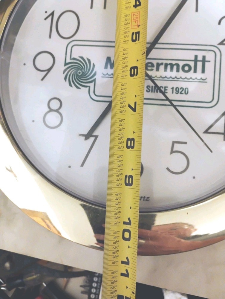 Mcdermott Pumps Advertising Analog Clock Gold Trim