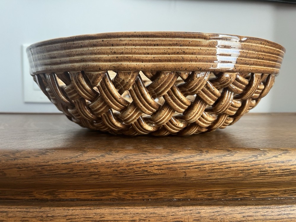 Vintage Ceramic Basket Bowl | Braided Ceramic...