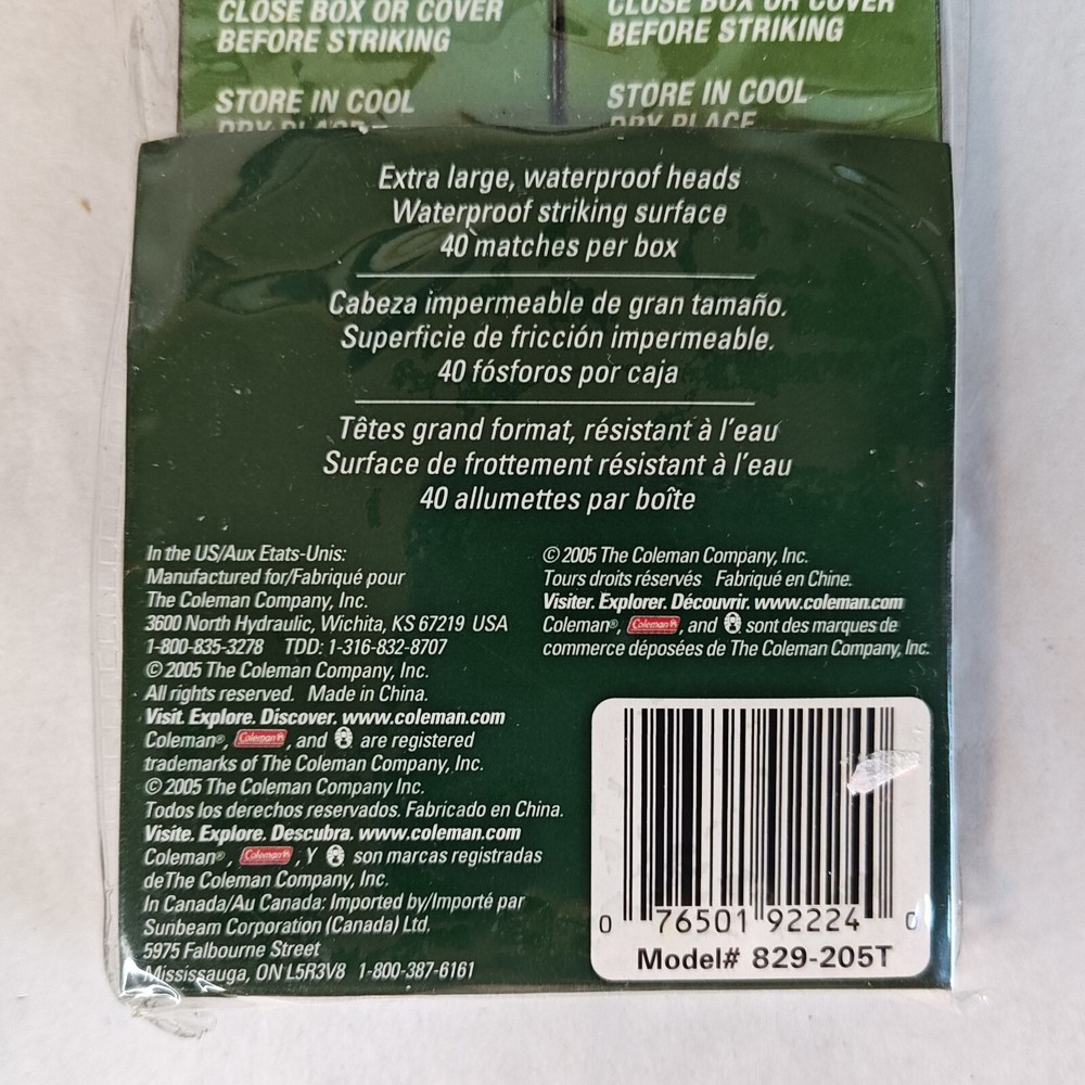 Coleman Waterproof Matches (4 Pack) New Sealed Package