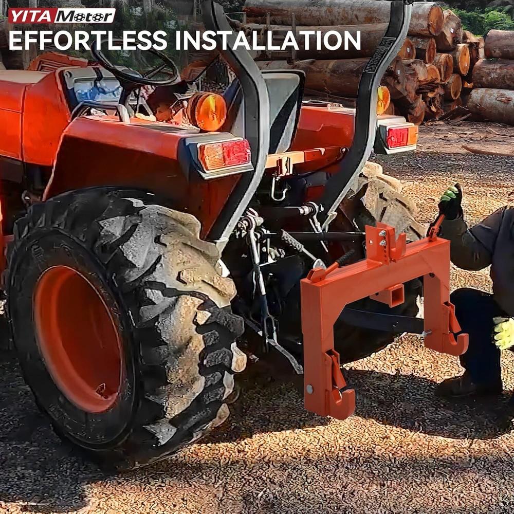3000LBS 3-Pt Hitch Adaptation Attach W/ 2" Receiver for Category 1 & 2 Tractors