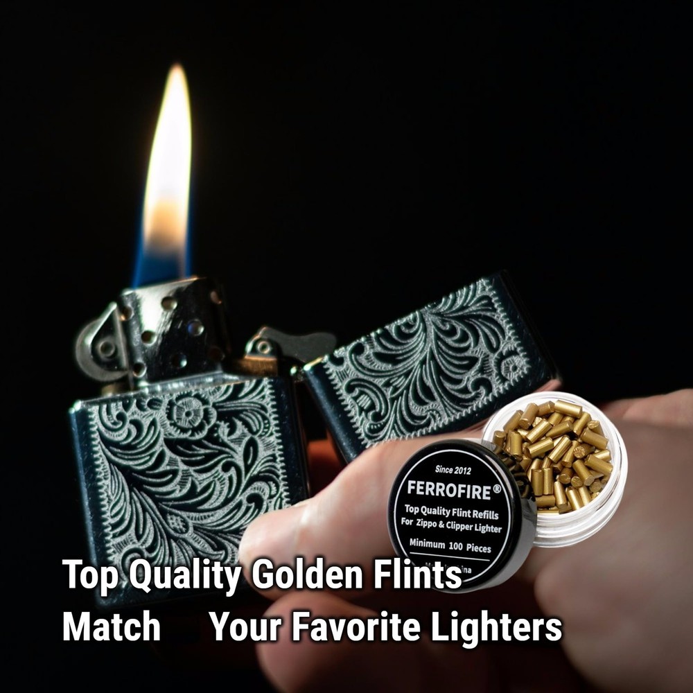 FERROFIRE 100-Pack Premium Replacement Flints 2.3 x 5mm, Packed in Bottle