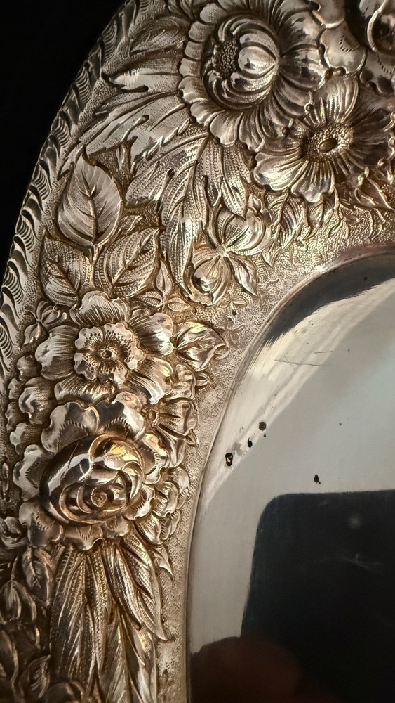 Antique Barbour Co. Silver Plate "Baltimore Rose" Type Repousee Bread Tray