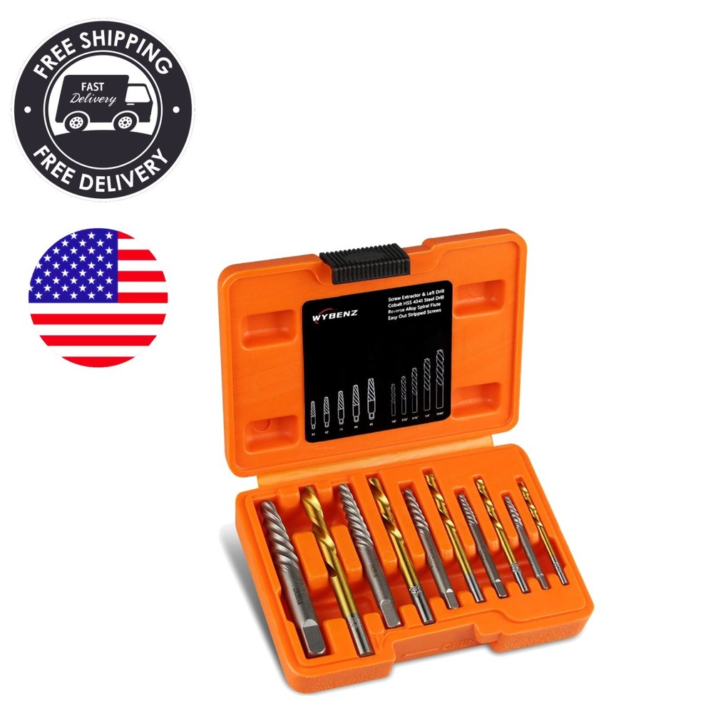 14-Piece Cobalt HSS Screw Extractor and Left Hand Drill Bits Set - Multi-Use