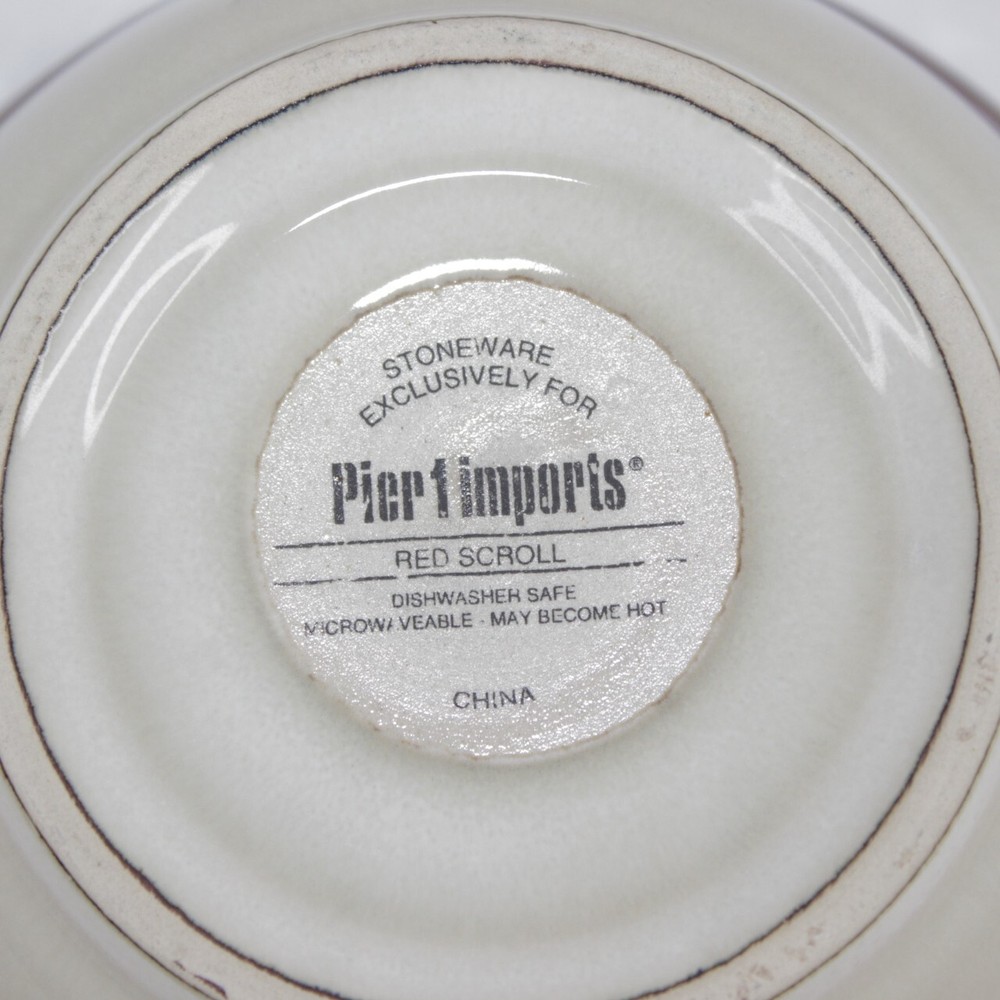 Pier 1 Imports Stoneware Red Scroll Pattern Soup Cereal Bowl Replacement