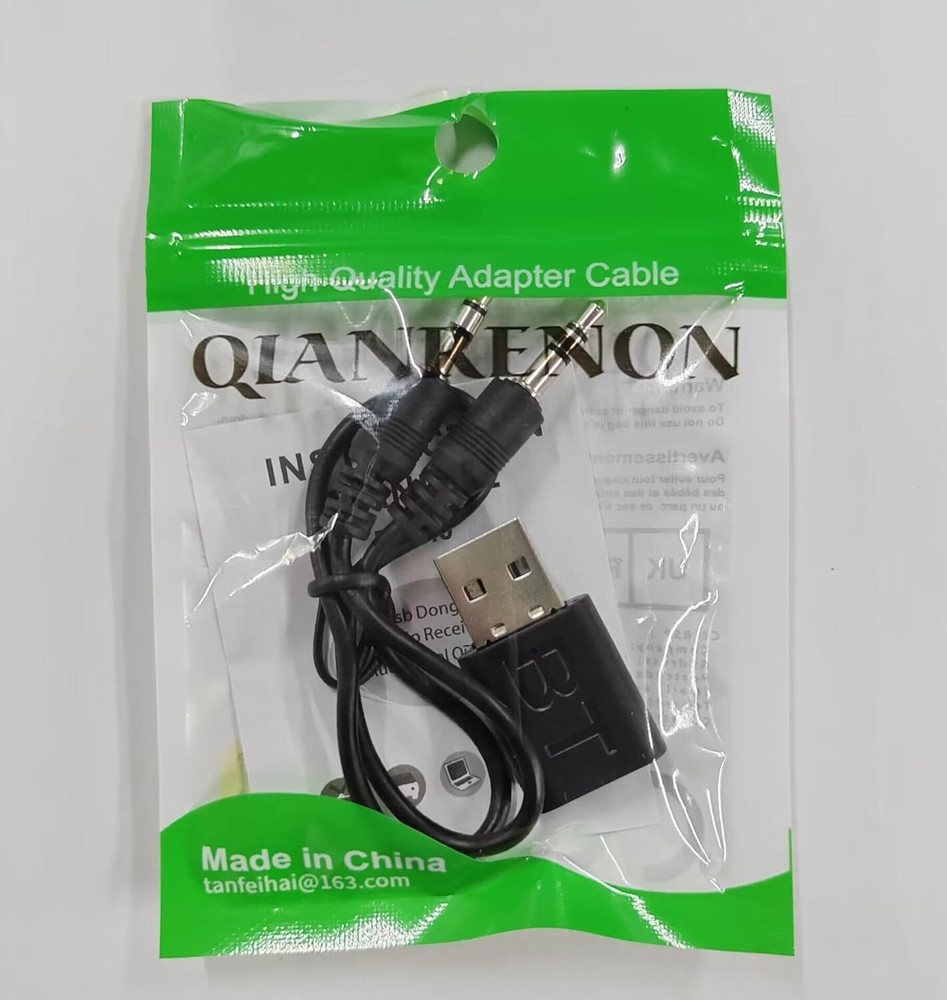 QIANRENON Car Bluetooth 5.0 Receiver, USB/AUX Dual Interface Wireless Blue