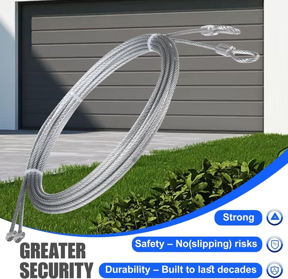 2-Pack 7ft-9in Garage Door Replacement Cable 3/32in for 7ft Doors Galvanized Set