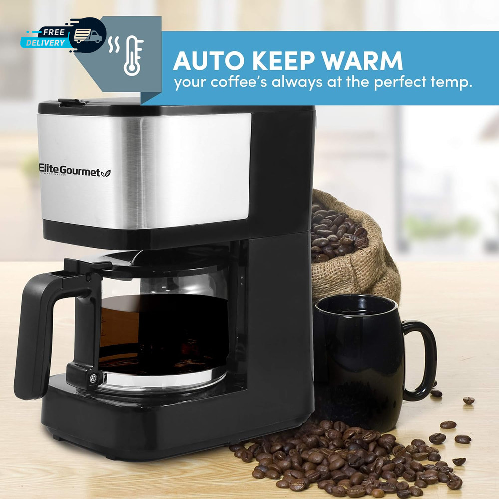 EHC9420 Automatic 5-Cup Brew Drip Coffee Maker with Pause Serve Reusable Filter
