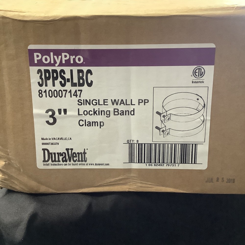 DuraVent PolyPro 3" Diameter Locking Band Clamp 3PPS-LBC (QTY 8) G2