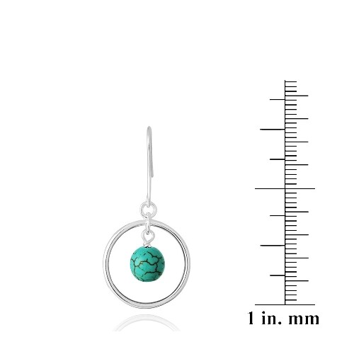 925 Silver Howalite Bead & Circle Dangle Earrings