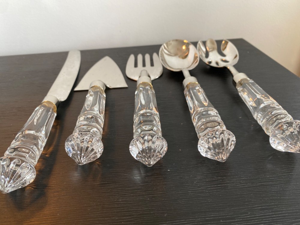 Vintage Quality Crystal Cake/Pie Knife Serving Set