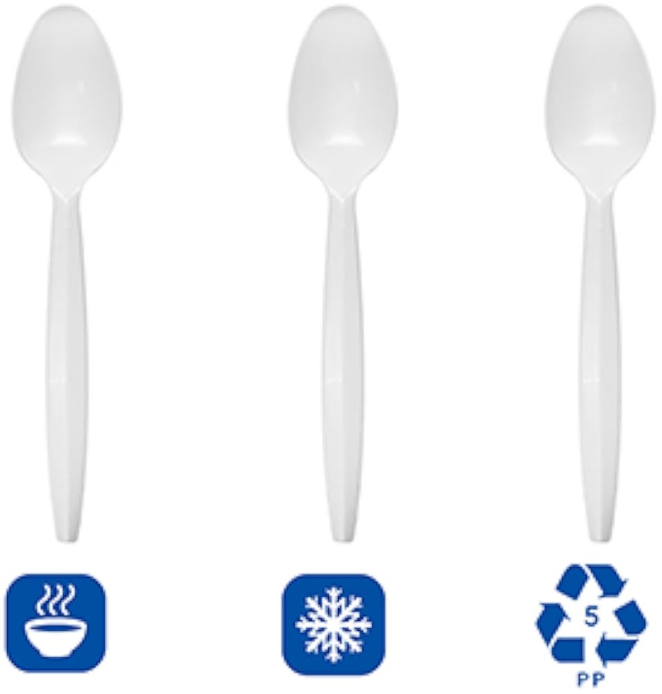 U2013W PP Medium-Heavy Weight Disposable Teaspoon, White