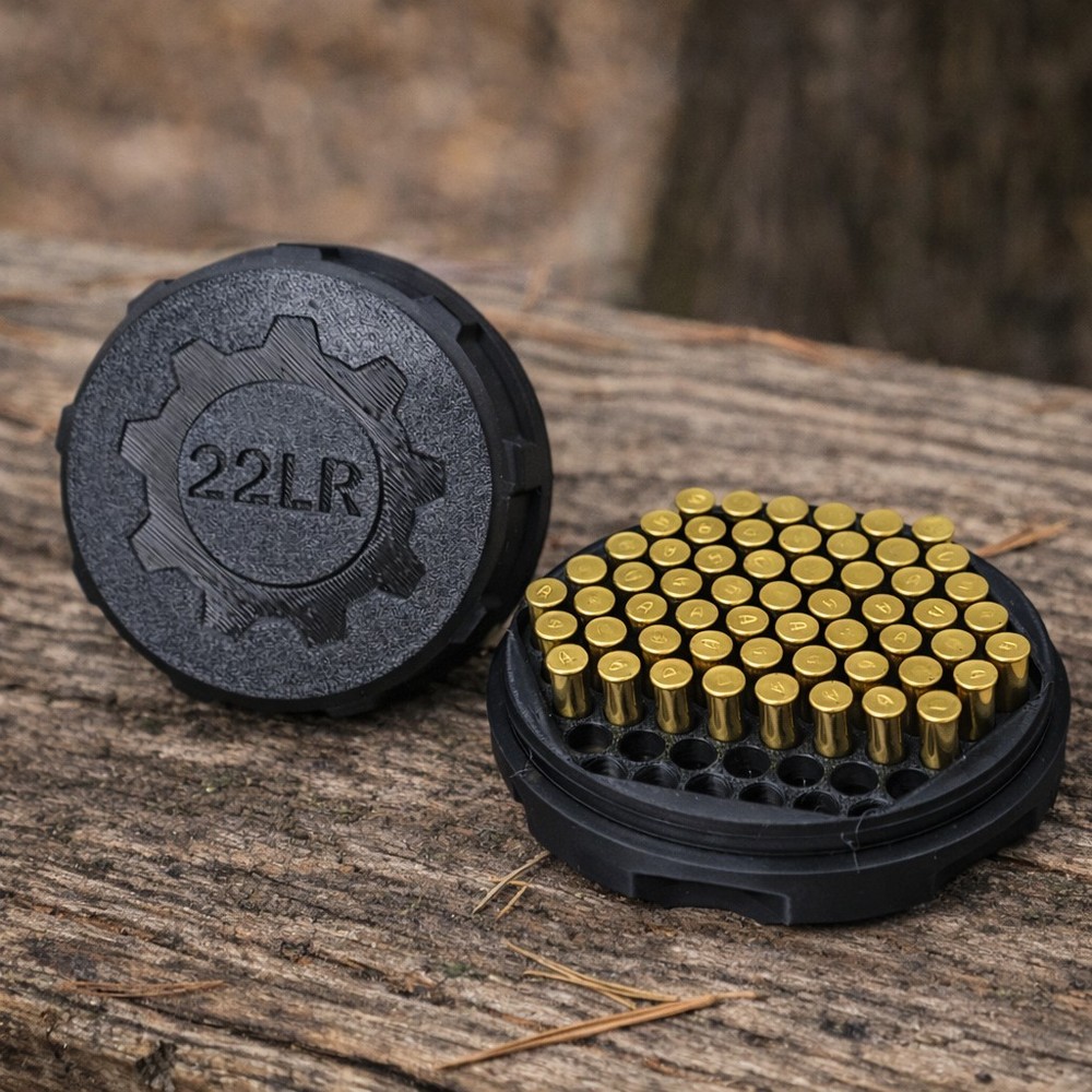 .22 LR Ammo Box 61 Round Case – Black Plastic Storage Holder – Ammo Container