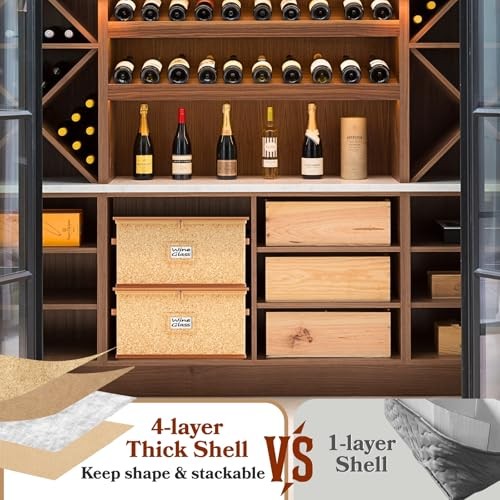 Wine Glass Storage Box with Dividers, Hard Shell, Stackable Glassware Storage 1