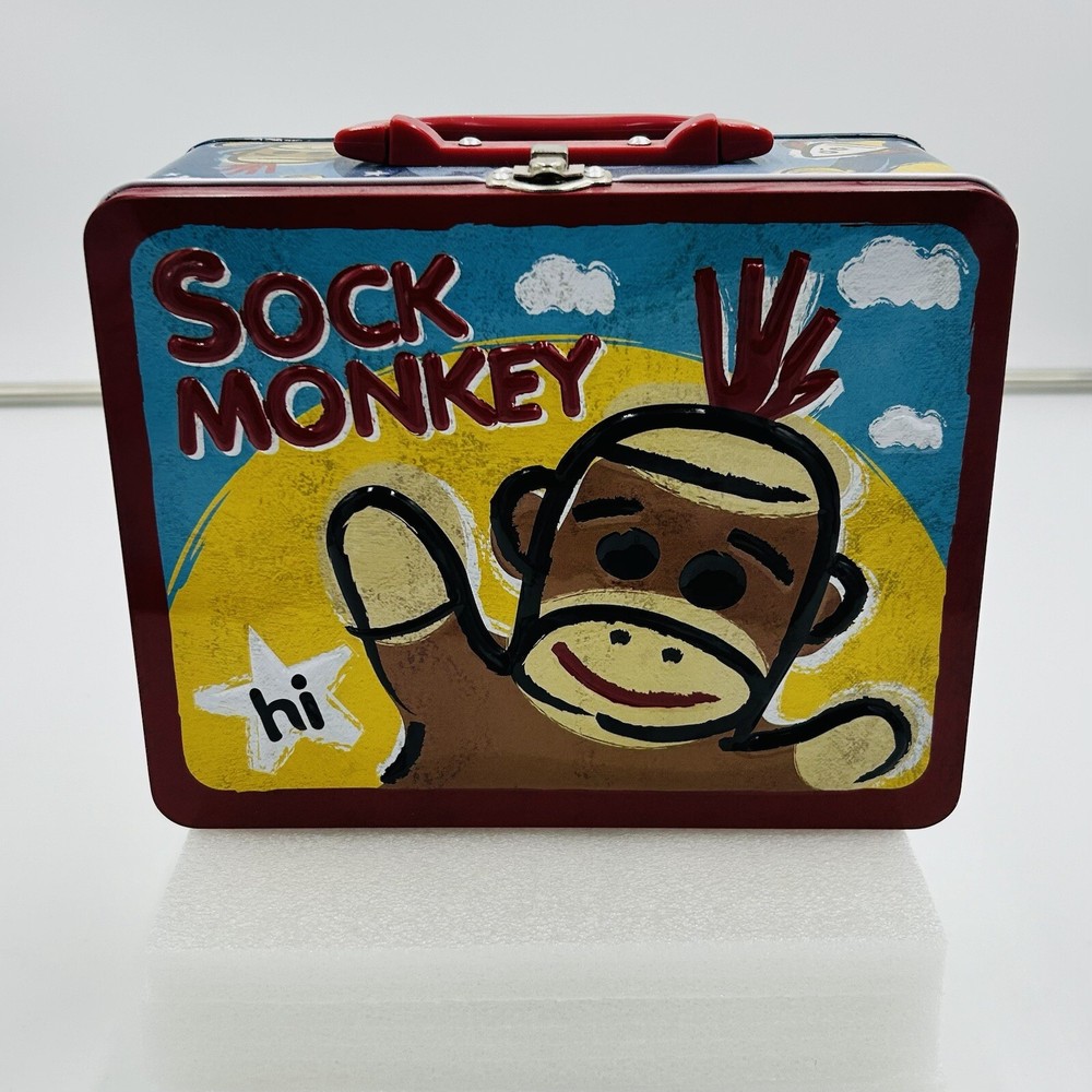 Schylling SOCK MONKEY Lunch Box or Keepsake Box NEW