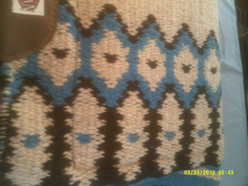 Saddle Pad Showman Memory Foam Diamond Design, Light blue, Brown and Black