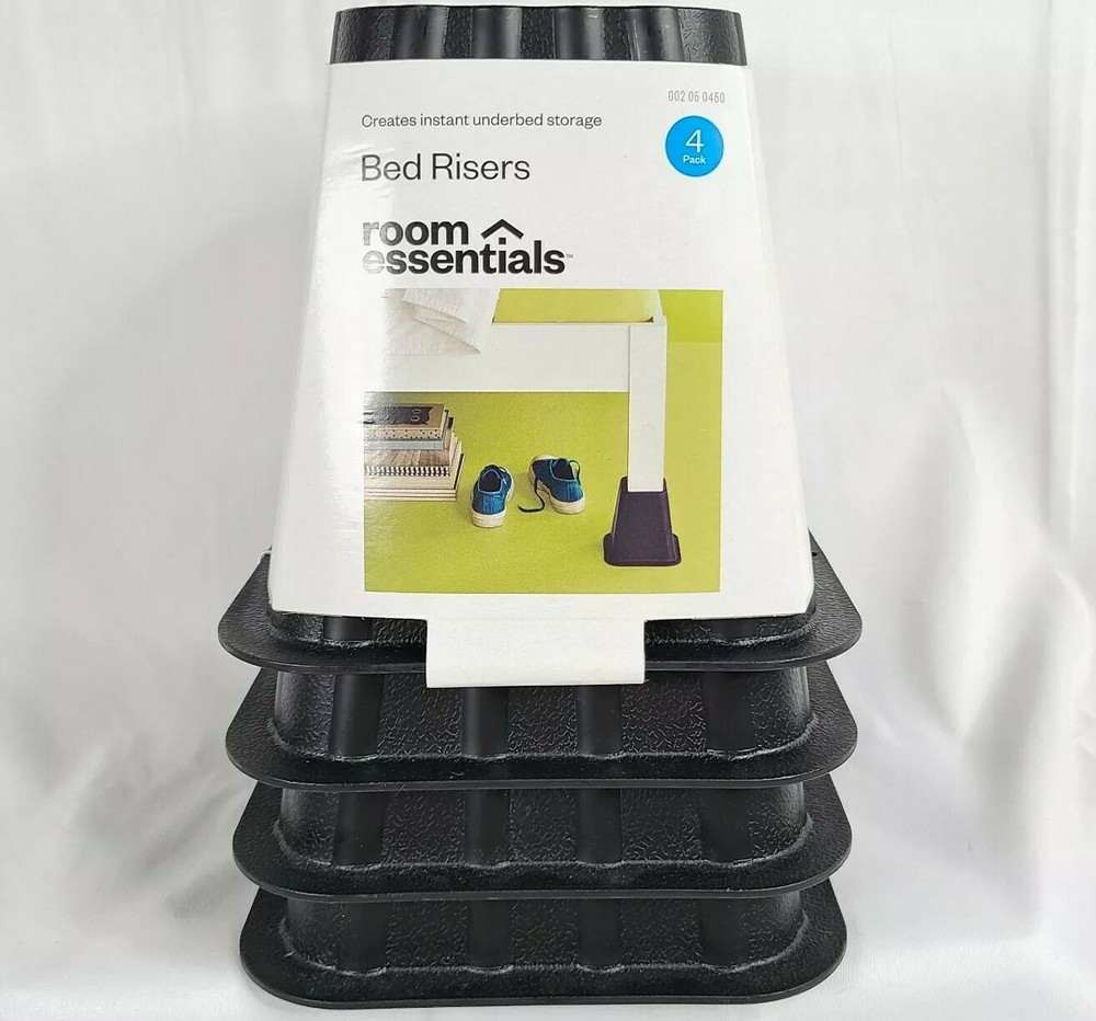 Room Essentials 4 Piece Bed Risers Black Target Brand Instant Under Bed Storage
