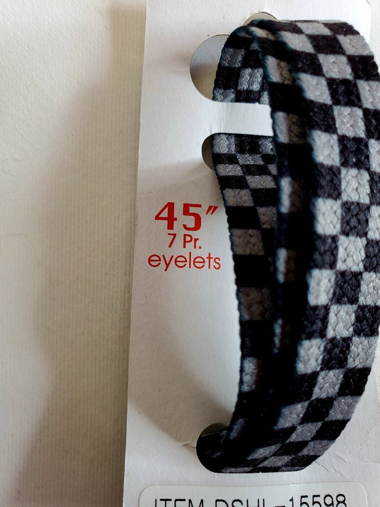 Robert Wayne Footwear Crieations Shoe Strings 45" Grey & Black Check