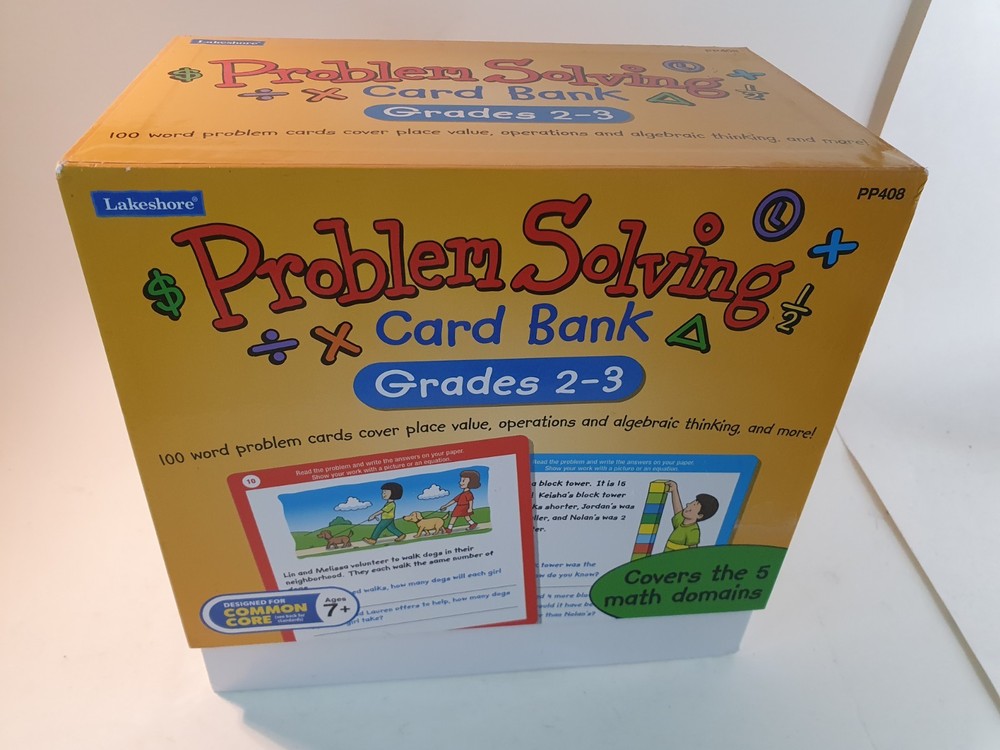 Problem Solving Card Bank by Lakeshore Grade 2-3, 5 Math Domains
